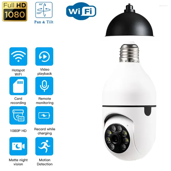 In 1 lampada a lampadina PTZ Telecamera Wifi Full HD 1080P Wireless IP Visione notturna Sicurezza domestica Video sorveglianza Monitor remoto