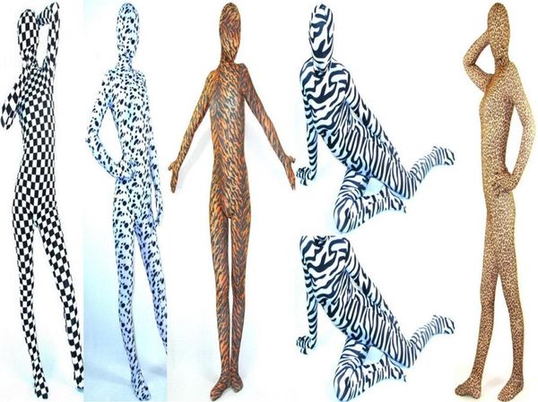 Costume intero sexy in lycra spandex multicolore a 5 stili Completo completo unisex Stampa leopardata Striscia di tigre Modello zebrato Cane maculato Bla3544178