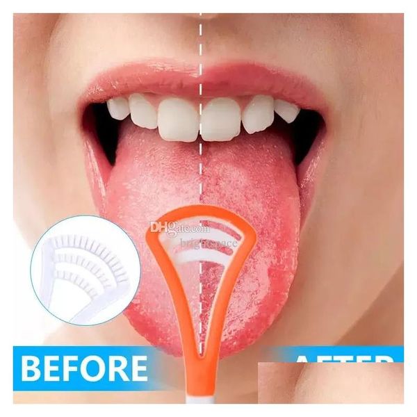 Altro Igiene orale Colorf Soft Sile Tongue Scraper Cleaner Pennello Pulizia Facile da usare Confezionato singolarmente Consegna a goccia Salute Bellezza Otlsc