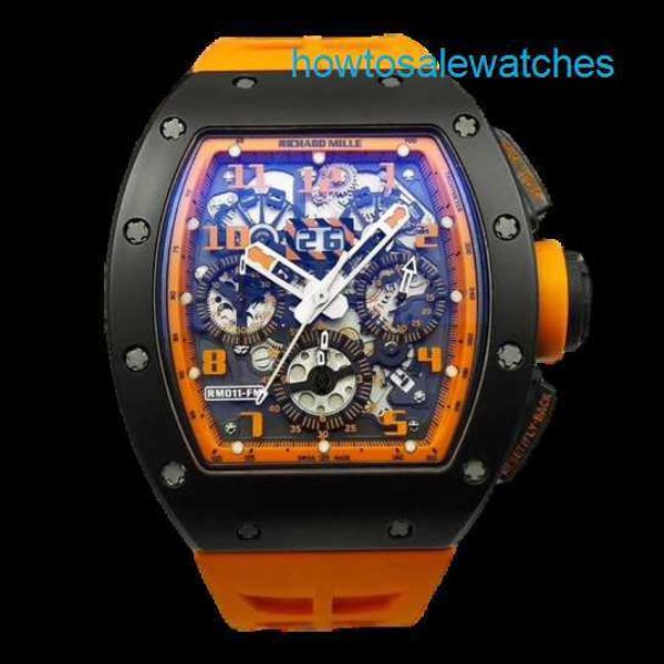 Aufregende Armbanduhr Exklusive Armbanduhren RM Watch RM011-FM Herrenserie RM011 Orange Keramik Limited Edition Herrenmode Freizeit Sport Mechanisch