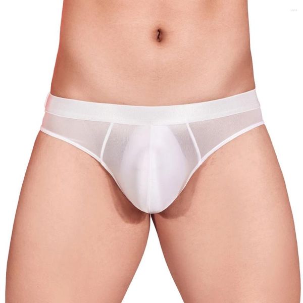 Mutande Intimo sospensorio trasparente ultrasottile per uomo Slip traspiranti Maglia solida sexy e confortevole trasparente blu chiaro