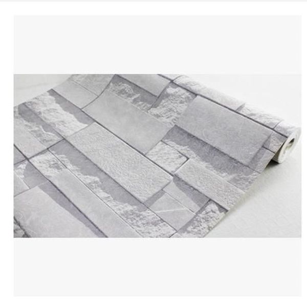 Moderne gestapelte Ziegelstein-3D-Steintapetenrolle graue Ziegelsteintapeten-Wandhintergrundtapete für Wohnzimmer-PVC-Vinylwandpapier249Q