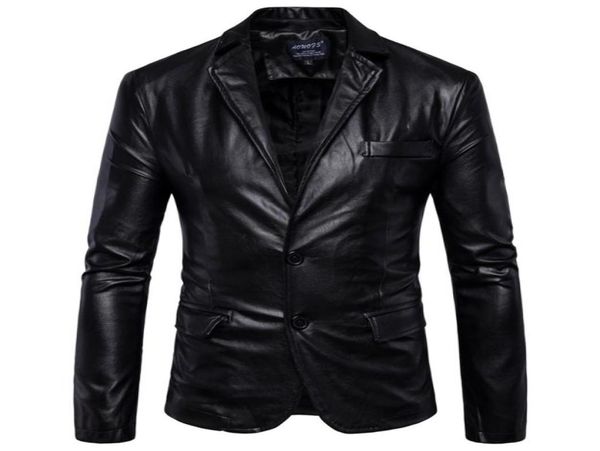 Erkek deri ceketler 2 düğme resmi elbise takım elbise moda adam blazers siyah kahverengi katı motosiklet ceket süet ceket erkek 2201214795154