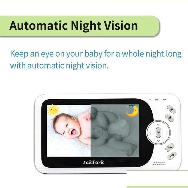 Bebek Monitörler 4.3 inç Kablosuz Video Monitör Bakıcı Taşınabilir Dadı Güvenlik Kamerası IR LED GECE Vizyon İntercomax3T Damla Teslimat S OTLX5