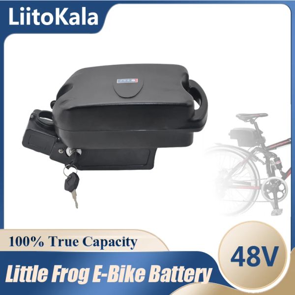 Liitokala 48v 10ah 12ah 15ah 20ah pequeno sapo sob o assento e-bike ebike bateria para 250w 350w 500w bateria do motor