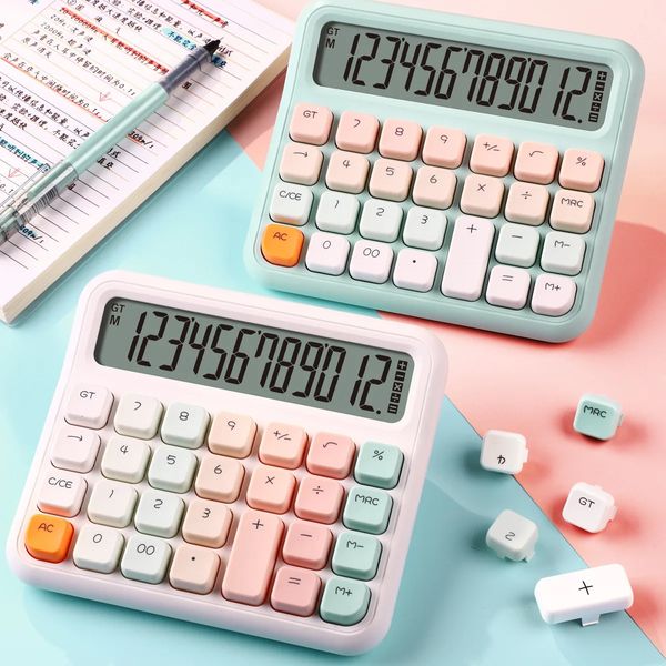 Coreia calculadora simples cor sólida teclado alto computador estudantes bonito eletrônico para escritório escola casa papelaria 240227
