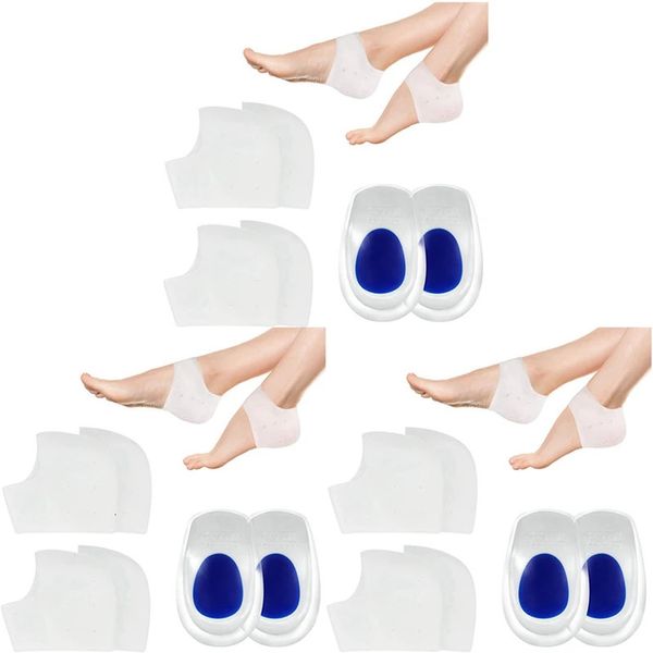 9 pares de copos de calcanhar, inserções de fascite plantar, almofadas de gel, protetores de calcanhar de silicone para fascite plantar 240304