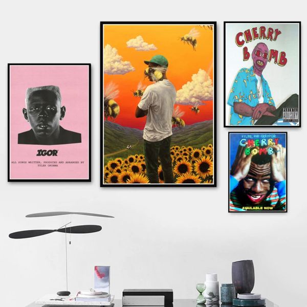 Quadro poster imprime tyler o criador flor menino igor rap álbum de música estrela arte pintura em tela fotos parede sala estar decoração casa