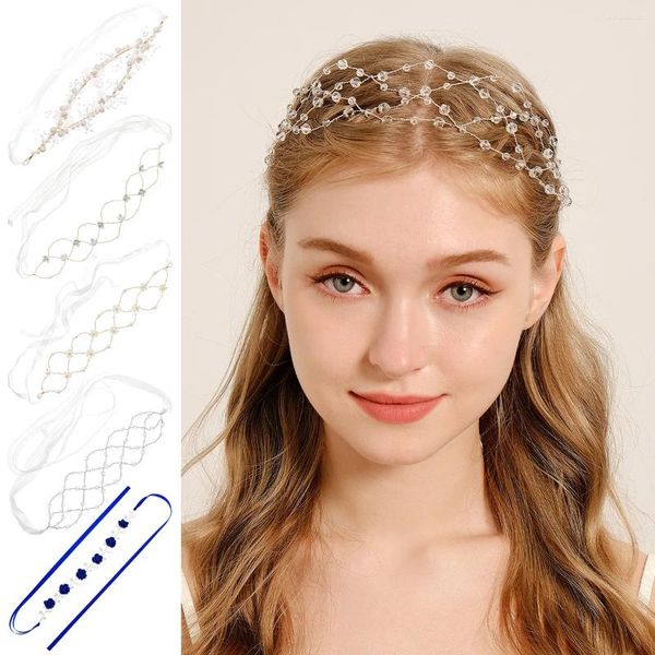 Copricapo Miallo Filo di rame fatto a mano Fasce per capelli con perle Moda Copricapo da sposa Gioielli per feste di nozze Regali per damigelle d'onore