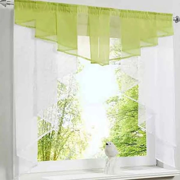 Cortinas de tule para cozinha, cortina para janela, varanda, roma, design plissado, verde, cinza, transparente, curta, valança, tule romano