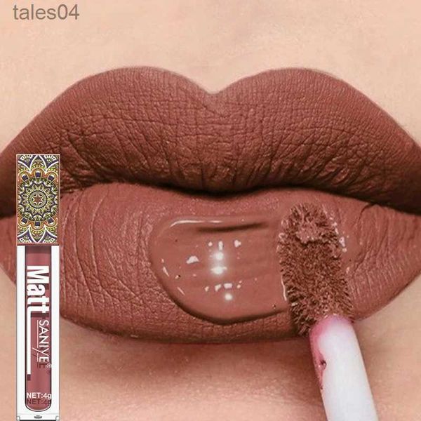 Batom Novo À Prova D 'Água Matte Nude Lip Gloss Marrom Nude Pigmento Vermelho Escuro Longa Duração Veludo Líquido Batom Mulheres Maquiagem Lip Glaze 1 PC 240313