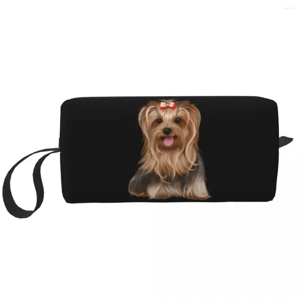 Sacos cosméticos Yorkshire Terrier Yorkie Dog Bag Mulheres Bonito Grande Capacidade Maquiagem Caso Beleza Armazenamento Higiene Pessoal Dopp Kit Box