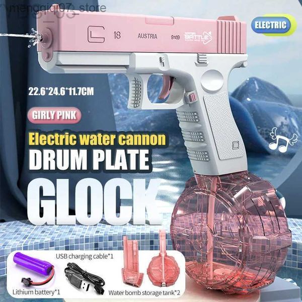 Giochi con la sabbia Divertimento in acqua Pistola Giocattoli Nuova pistola ad acqua Pistola elettrica Glock Tiro automatico Spiaggia estiva per bambini Ragazzi Ragazze Adulti festival Regalo per bambini Giocattolo YQ240307 L240313