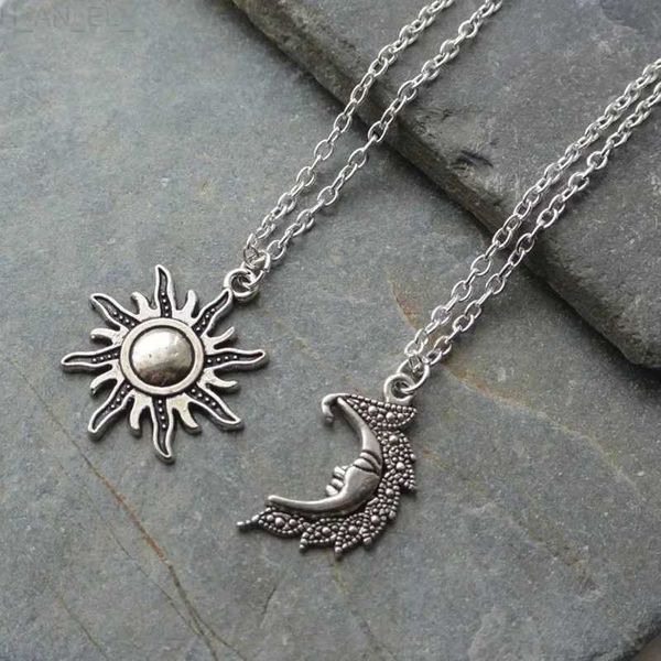 Anhänger Halsketten Neue Silber Farbe Sonne Und Mond Halsketten Kette Paar Himmlische Beste Freunde Geschenk Für Freund Lange Halsketten Anhänger männer Frauen L24313