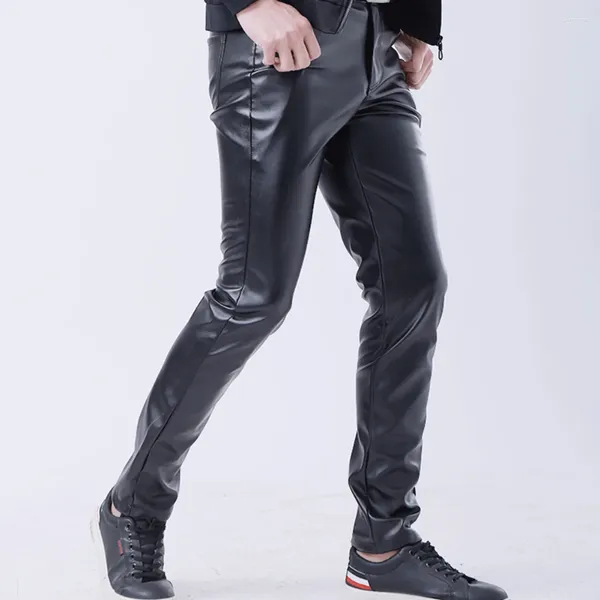 Männer Hosen Mode Synthetische PU Leder Casual Lange Nachtclub Bühne Slim Fit Hosen Stretch Bleistift