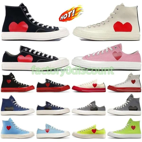 Commes des Garcons x 1970'ler All Star Kadınlar Erkek Tasarımcı Ayakkabı 1970'ler Büyük Gözler Chuck Hearts 70'ler Hi Skate Platform Ayakkabı Klasik Tuval Malzemeleri Erkek Kadınlar Spor ayakkabı