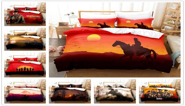 Set di biancheria da letto 3D a tema Red Dead Redemption Set copripiumino in tessuto poliestere spazzolato skinfriendly per adulti e bambini generale q4569334