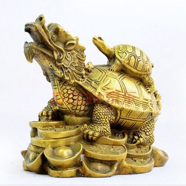 Statua cinese FengShui in bronzo puro ricchezza denaro malvagio drago tartaruga tartaruga2382