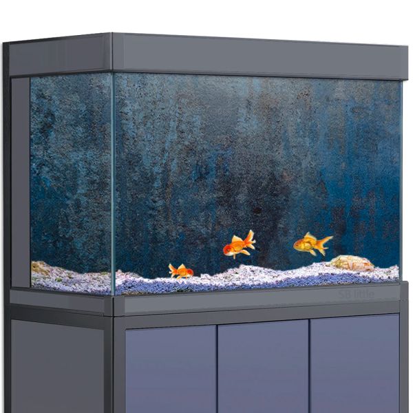 Decorações adesivo de fundo de aquário decoração para tanques de peixes, textura de concreto antigo pintura azul hd 3d pôster 555 galões habitat de répteis