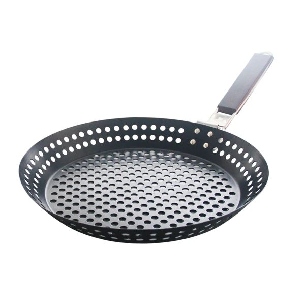 Accessoires Nicht -Stick -Metall -Grill -Pfanne BBQ Grill Pfanne mit Löchern für Outdoor Grill Toper BBQ Pfanne für Gemüse Fleisch