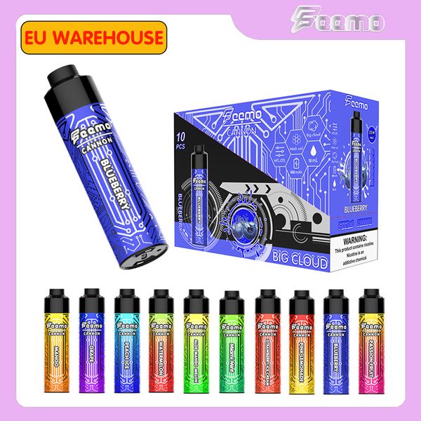 Origine Puff monouso Big Cloud Feemo Cannon DTL Puff 10K 12K 18ML cavo vaper tipo c con flusso d'aria da 0,5ohm Bobina a rete preriempita regolabile Ricaricatore 850Mah