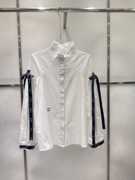 Camicia da donna Designer Fiocco Nastro Colletto con volant Camicia a maniche lunghe Moda T-shirt a maniche lunghe Abbigliamento casual