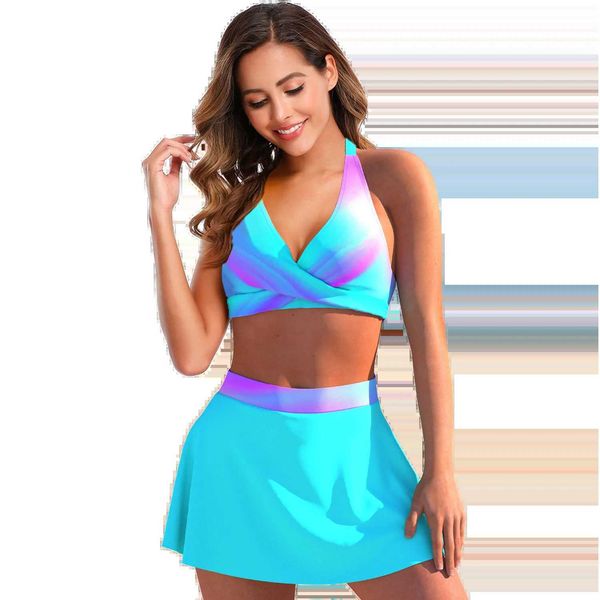 Bademode für Damen, Regenbogen-Badeanzug, Bikini-Set, fantastischer gestreifter Damen-Badeanzug, zweiteilig, S-5XL, Wassersport, 240311