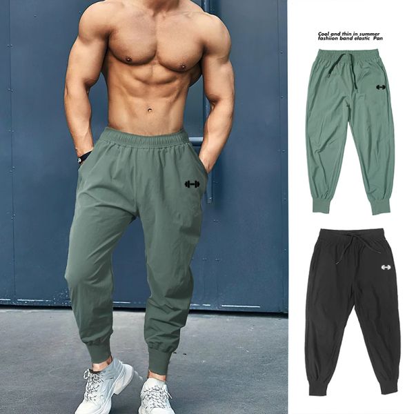 Calças de corrida dos homens verão halteres sweatpants streetwear fitness treino jogging calças dos homens roupas ginásio esportes musculares