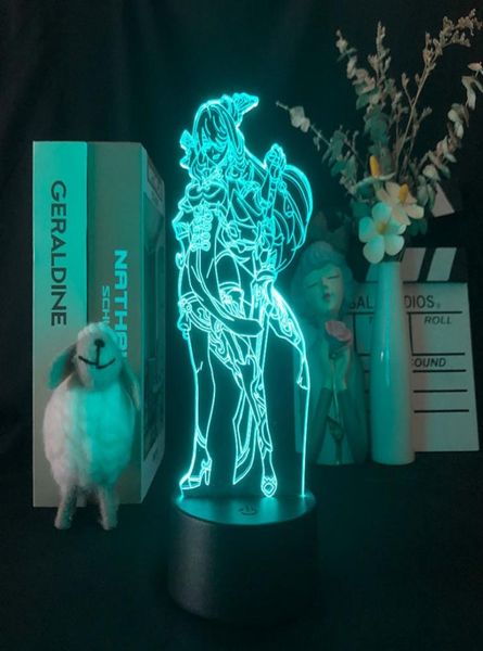 3D Led Night Light Genshin Impact Beidou Lampada in acrilico Gioco Colori RGB Smart Phone App Controllo Regali per bambini Nightlight2067876