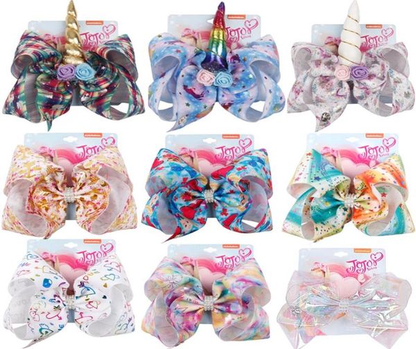 Archi per capelli 8 pollici Unicorn Big Christmas Bow Barrettes Accessori per capelli colorati con fiocchi per capelli adorabili alla moda4020621