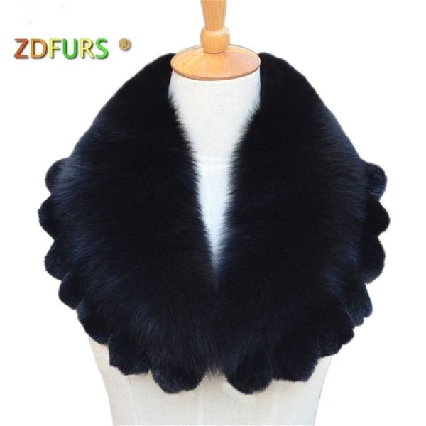 ZDFURS Accessori colletto cappotto invernale donna Sciarpa in vera pelliccia con pizzo rex ZDC163006 Y201007284h