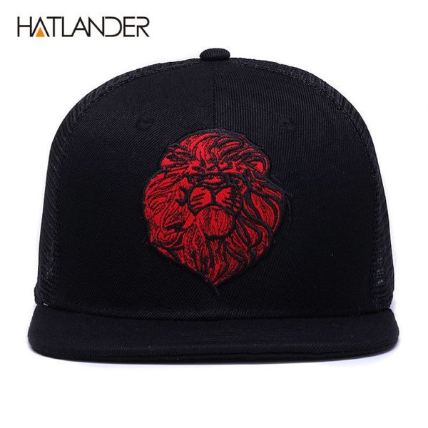 HATLANDERОригинальные черные бейсболки для мальчиков и девочек, летние солнцезащитные шляпы с вышивкой, сетка в виде льва, Snapbacks, шляпа дальнобойщика в стиле хип-хоп, 201267Y
