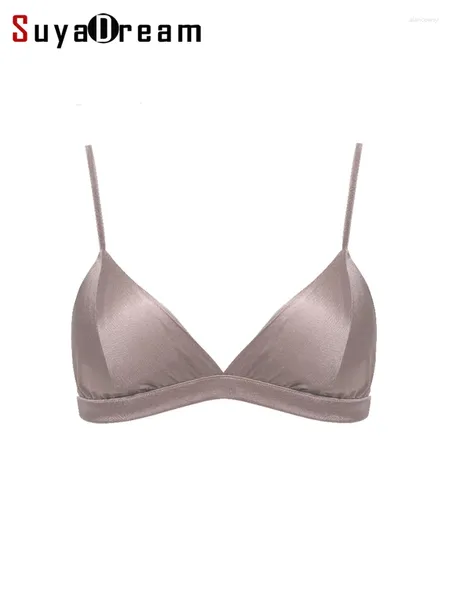 Suyadream mulheres sexy 88% seda natural 12% spandex fio livre fino acolchoado todos os dias bralette branco preto rosa 2024 roupa interior