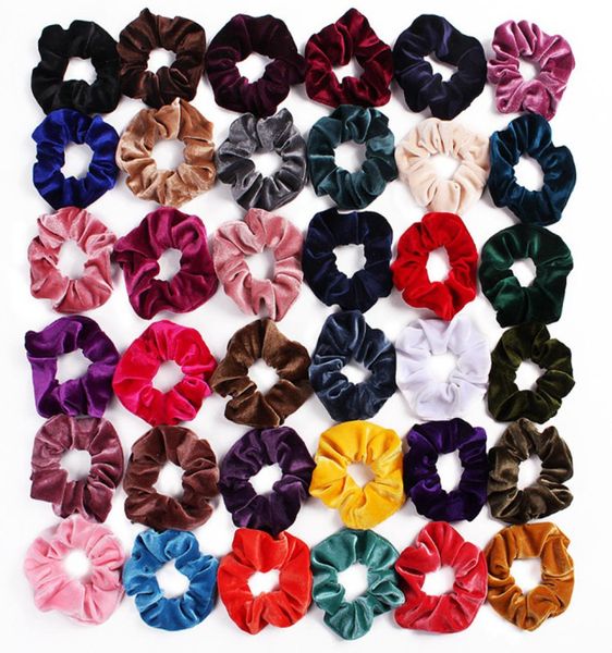 Fascia elastica per capelli in velluto per ragazze Accessori per capelli per bambini Scrunchie Fasce per capelli scrunchy Fascia per capelli Porta coda di cavallo 39 colori YHM118ZWL3714004