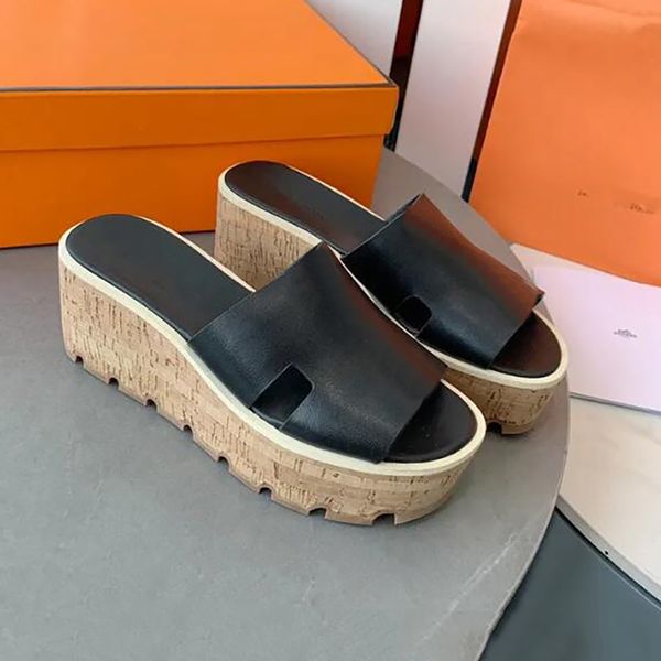 Top 10a Tasarımcı Terlik Moda Kalın Alt Sandalet Mektup Nakış Slaytları Lady Platform Kama Sandal Plajı Yüksek Topuk Partisi Kutu Boyutu 35-43