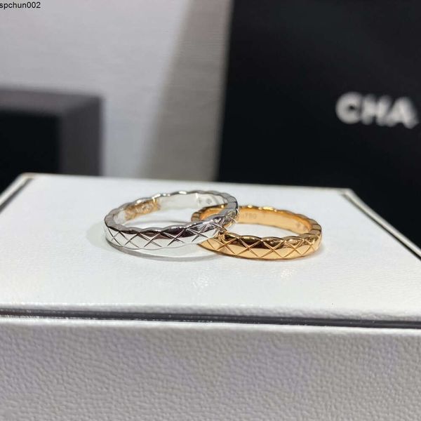 Anello di design Anelli di lusso per donna Uomo Modello a rombo Lettere in oro Moda Coppia Fidanzamento Regali di festa alla moda Adf8