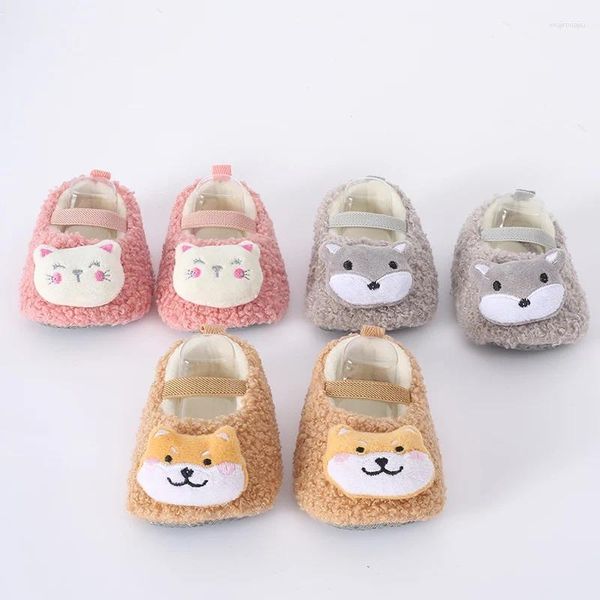 Stivali versione coreana scarpe da bambino stile straniero carino per ragazzi e ragazze accessori invernali in peluche per cartoni animati morbida lana di agnello singola