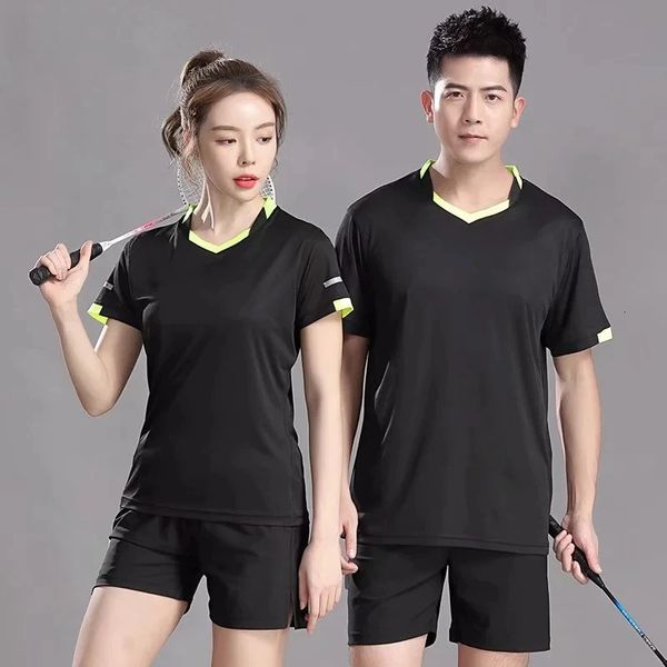 Homens coreanos mulheres manga curta respirável camisas de badminton tênis secagem rápida correndo esporte manga curta treinamento de fitness camisetas 240304
