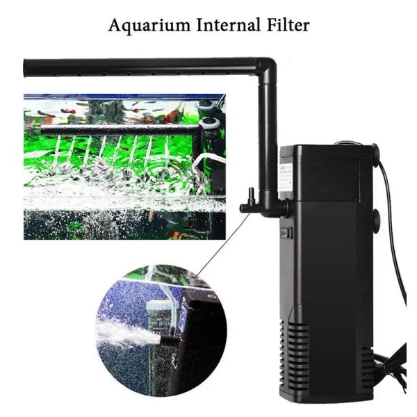 Acessórios Filtro da bomba do tanque de peixes Sistema de filtragem submersível interno com aeração adequado para tanques de tartarugas Répteis Anfíbios Sapo