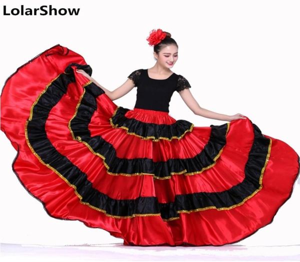 Spanische Tanzkostüme für Frauen, Flamenco-Tanzrock, Bauchtanzrock, spanische Kleidung, Flamenco-Kleid, Oberteil und Rock2497250