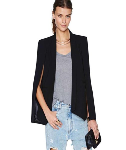 Neue Mode Frauen Langarm Revers Cape Casual Split Poncho Jacke Mantel Mantel Blazer Anzug YO6209003