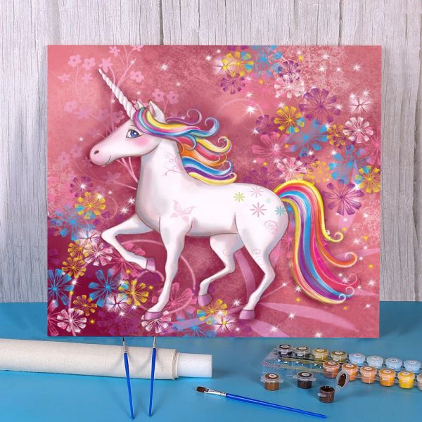 Número Animal Unicorn Diy Pintura por Números Pacote Tintas de óleo 50*70 Imagens de tela Decoração de casa para atacado