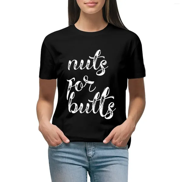 Polos femininos Nuts For Butts Design Camiseta Coreana Moda Gráficos Camisetas Pretas Mulheres