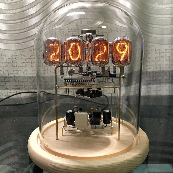 Настольные часы IN12 Nixie Tube Kit с прозрачной стеклянной крышкой, креативные цифровые часы в стиле ретро, аксессуар для интерьера, украшение рабочего стола