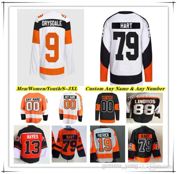 Magni da uomo doganali Filadelfia'''flyers'''hockey Jersey Travis Konecny Carter Hart Joel Farabee Sean Couturier Scott Laughton Travis Sanheim Cam Atkinson Owen Owen