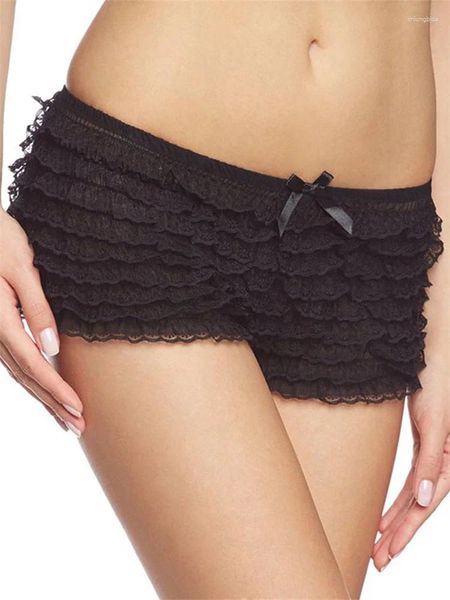 Calções femininos rendas plissado calcinha pura malha boyshorts calcinha transparente sexy clube calças curtas