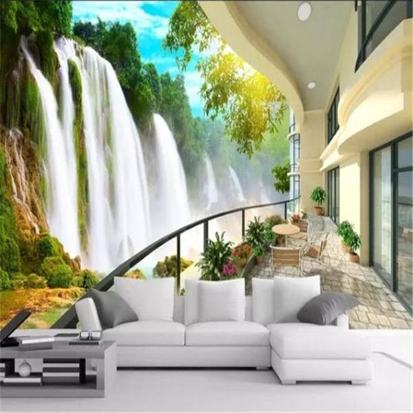 Benutzerdefinierte 3D Wallpaper HD Schöne Wasserfall Landschaft Wohnzimmer Schlafzimmer Hintergrund Wand Home Decor Malerei Wandbild Wallpapers2630