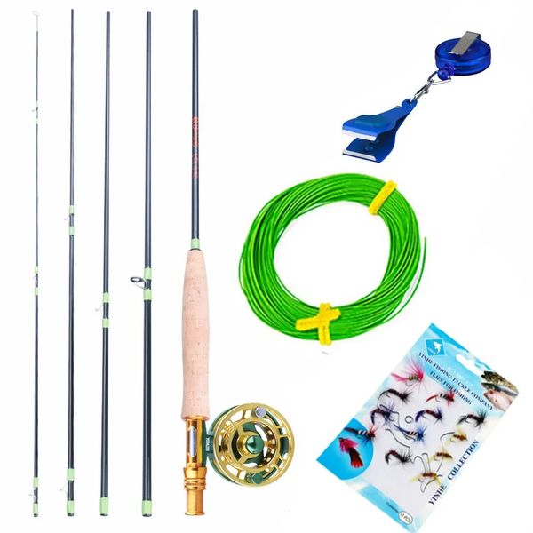 Sougayilang 2.7m Canna da pesca a mosca Combo Canne da mosca ultraleggere e mulinello da pesca a mosca in alluminio CNC 5/6 con lenza e set di esche 240227