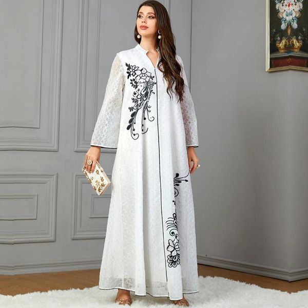 Roupas étnicas Oriente Médio Arábia Robe Outono e Inverno Lantejoulas Bordadas Rendas Muçulmanas Elegantes Mulheres Noite Vestido Dubai Abaya