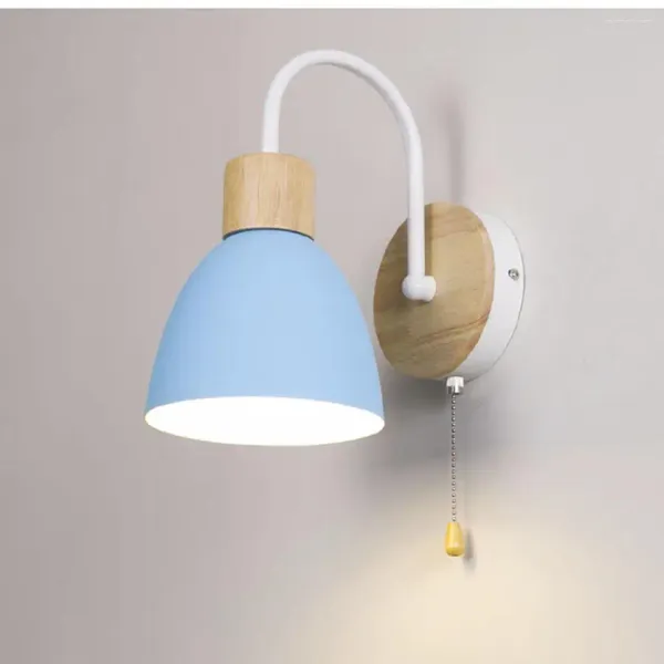 Wandleuchte Nordic Pull Switch Moderne Nacht Macaron Schlafzimmer Korridor Treppendekoration Led